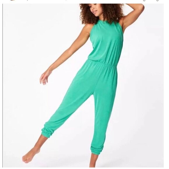 Sweaty Betty Open Back Racer Halter Yoga Jumpsuit MSRP $148 Lime Gello Green Siz - Picture 1 of 11